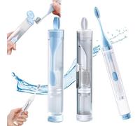 Set di spazzolini da denti da viaggio con dentifricio integrato, design pieghevole, setole extra morbide, tubo ricaricabile, confezione da 2 pezzi, taglia unica, comoda soluzione per l'igiene orale
