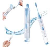 Set di spazzolini da denti da viaggio con dentifricio integrato, design pieghevole, setole extra morbide, tubo ricaricabile, confezione da 2 pezzi, taglia unica, comoda soluzione per l'igiene orale