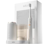 Set di spazzolini elettrici con supporto per asciugatura e igienizzazione, 8 testine di ricambio, bicchiere trasparente per risciacquo, timer intelligente, ricaricabile tramite USB, per adulti