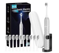 Set di spazzolini elettrici, dotato di 10 testine e custodia da viaggio, impermeabile IPX8, timer da 2 minuti, 42000 vibrazioni ad alta frequenza, 5 modalità, la prima scelta per regalare