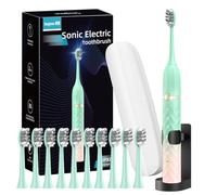 Set di spazzolini elettrici, dotato di 10 testine e custodia da viaggio, impermeabile IPX8, timer da 2 minuti, 42000 vibrazioni ad alta frequenza, 5 modalità, la prima scelta per regalare