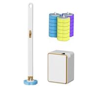 Set di spazzolini per WC usa e getta con 18 testine spugna di ricambio, Set di spazzolini per WC a montaggio a parete con supporto, Bianco