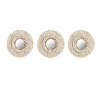 Set di Specchi Home ESPRIT Bianco Boho 20 x 1 x 20 cm [3 Pezzi]
