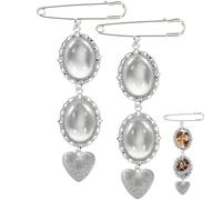 Set di spille con ciondolo per foto fai da te, design con gemme del tempo e funzione fotografica fai da te, ideale per matrimoni, set di spille con ciondolo per foto fai da te, confezione da 2 pezzi