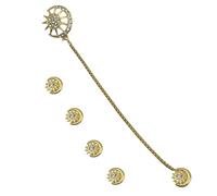Set di spille culturali musulmane con catena da appendere, spille in lega con emblema a mezzaluna a stella, spille in lega per smoking, abbigliamento formale e casual, Small, Metallo, Nessuna pietra