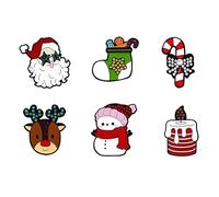 Set di spille natalizie da donna, graziose spille smaltate con Babbo Natale, pupazzo di neve, renna, albero, ghirlanda, regali di Natale, Medio, Lega di acciaio, Nessuna pietra preziosa