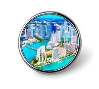 Set di spille smaltate con paesaggi di Miami, spille da viaggio con paesaggi urbani, spille City Pride, bottoni personalizzati New City, spille da bavero moderne con skyline di edifici, stile Steam