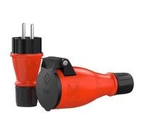 Set di spine e giunti in gomma Schuko / presa IP54 | Prolunga | gomma e plastica | per esterni / esterni | chiusura ermetica con sigillo, azionamento a una mano (Set, IP54)