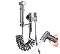 Set di spruzzatori per rubinetti a parete freschi per bagno, spruzzatore per bidet portatile per WC, valvola a doppio controllo 1 in 2 uscite, set di spruzzatori per bidet per WC (Grigio)