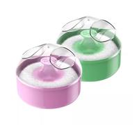 Set di spugnette per cipria e contenitore, soffio per talco per corpo, bambino, uso in salone, soffio morbido per spolverare capelli sciolti e applicazione talco (rosa + verde)