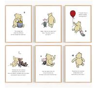 Set di stampe con citazioni di Winnie the Pooh, decorazione da parete classica di Winnie the Pooh, decorazione da parete per cameretta dei bambini (A4-21 x 29,7 cm)