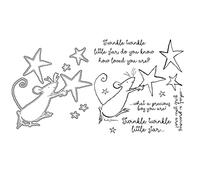 Set di stampi e timbri per topolino ruba stelle per decorazioni natalizie in gomma trasparente, per realizzare biglietti scrapbookingstelleauguri di Natalescrapbooking, lavori di carta