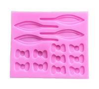 Set di stampi in silicone a 14 fori per fondente, cioccolatini, caramelle, gelatine, orecchie a forma di fiocco, 2 colori, regalo per gli amanti della cottura al forno