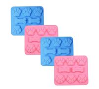 Set di stampi in silicone con stampa della di cane, 4 vassoi antiaderenti per cioccolato e cubetti di ghiaccio per cuocere al forno caramelle di gelatina di budino