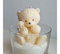 Set di stampi in silicone per candele a forma di orsetto, 1 pezzo, orsetto 3D con cuore, disegni abbraccio e coccole, fai da te, colata in resina e gesso, decorazione per la casa e idea regalo Tagli U