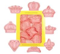 Set di stampi per biscotti a forma di corona, timbri per biscotti - divertente stampo per biscotti del fumetto, stampi per cottura serie corona di principessa, 8 pezzi, dadi