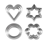 Set di stampi per biscotti a forma di cuore, piccoli 12 pezzi, in acciaio inox, accessori da forno, decorazione per torte, 4 forme a forma di stella di cuore, forma rotonda