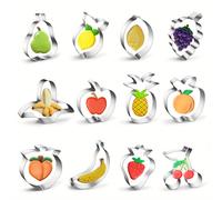 Set di stampi per biscotti in acciaio inossidabile con motivi , 12 pezzi di utensili da ( di uva, mele, pere, banane, ananas, , ciliegie, pesche, carambola e )