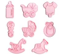 Set di stampi per biscotti per baby shower, 8 pezzi, per passeggini, bavaglini in plastica 3D Bayby Shower, stampini per biscotti