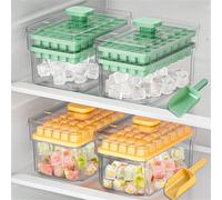 Set di stampi per cubetti di ghiaccio fatti in casa interessanti, con scatola di conservazione e cucchiaino per il ghiaccio, 68 scomparti, design a doppio strato, facile da smontare, in plastica, esse