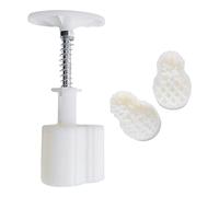 Set di stampi per mooncake, Set di 2 stampi for torta di luna all'ananas in ABS, pressa manuale regolabile, 30 g/50 g, bianco