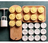 Set di stampi per mooncake, Stampo for Mooncake a forma di fiore con timbri for biscotti, confezione da 6, 8 o 12 pezzi, 50 g(A)