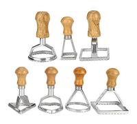Set di stampi per ravioli da 7 pezzi, tagliabiscotti e stampini per pasticceria per torte fai-da-te, pasta e biscotti, macinatore di pasta in alluminio con manico in legno per la p