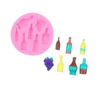 Set di stampi riutilizzabili in silicone per cioccolatini a tema bottiglia di vino, accessori da forno, facili da pulire, flessibili per principianti e professionisti
