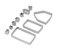 Set di stampini per biscotti con casetta di pan di zenzero 10 pezzi, kit di stampi per biscotti per biscotti in casa di Natale 3D in acciaio inox per decorare una torta fondente per le feste Strumenti