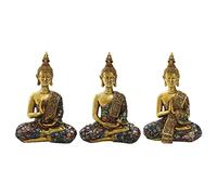 Set di statue di Buddha per meditazione Zen, 3 statuine sedute, scultura decorativa per la casa, relax, consapevolezza, yoga, opere d'arte spirituale