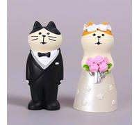 Set di statuette a forma di gatto nuziale, mini sposo e sposa, adorabile regalo di nozze, decorazione per torte, decorazione da tavolo per matrimoni, statue di gatti in resina