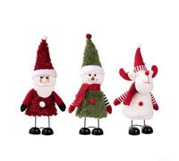 Set di statuette decorative per le vacanze composto da Babbo Natale, pupazzo di neve e renna, progettato con materiali morbidi e basi stabili per l'uso in case, negozi ed eventi stagionali