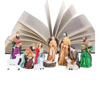Set di statuette della natività in resina, statua presepe della santa famiglia in resina, strumento di decorazione in resina per soggiorno, negozio, camera da letto, studio
