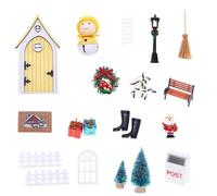Set di statuette di gnomi e porta delle fate del villaggio di Natale, in miniatura, per case delle bambole, decorazione da tavolo, gnomi in miniatura