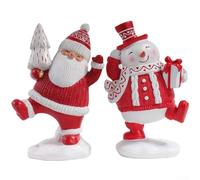 Set di statuette di pupazzo di neve realizzato in resina per decorazioni natalizie, adatto per l'esposizione su caminetti, scrivanie da ufficio e tavoli da aggiungere per allegria festiva durante il