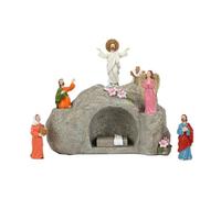 Set di statuette di scena delle risurrezioni pasquali ornamenti religiosi con luce a LED per esposizione interna da tavolo decorazioni per feste