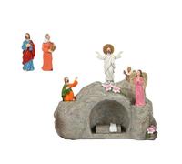 Set di statuette di scena di risurrezioni pasquali ornamenti religiosi con luce a LED per esposizione interna da tavolo decorazioni per feste Resurrezione Scena figurine