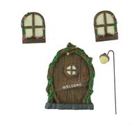 Set di statuette luminose per porta e finestra in resina, decorazioni da giardino fatate, set di statuette fosforescenti per elfi, decorazione per la casa e albero da appendere, 4 pezzi