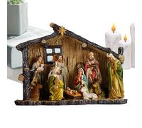 Set di statuette per presepe, decorazioni natalizie da 38 cm, in resina per la nascita di Gesù con mangiatoia, per famiglie, cattolici, cristiani, vacanze, casa