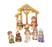 Set di statuette per presepe di Natale - Collezione di statuette per presepe in resina | Scena sacra 12 pezzi con Gesù Bambino e famiglia, decorazione spirituale per la casa, ghirlanda, mensola del ca