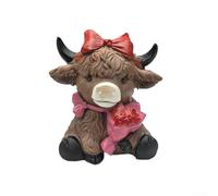 Set di statuette romantiche di una coppia di mucche, statua in resina con fiocco rosso e cuore d'amore, 8 cm, decorazione per San Valentino, matrimonio, anniversario, casa, scrivania (B)