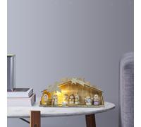 Set di statuine per presepe con Gesù Bambino, scena artigianale, nascita di