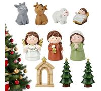 Set di statuine per presepe natalizio, miniature religiose del presepe | Set della storia della natività per casa, soggiorno, camera da letto, ingresso, scrivania, libreria, mensola, TV
