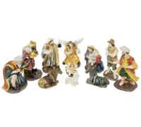 Set di statuine tradizionali per il presepe - Dipinte a mano, 11 pezzi, 10 cm
