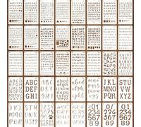 Set di stencil con lettere e numeri, 40 modelli riutilizzabili con lettere dell'alfabeto, caratteri multipli per diari e artigianato