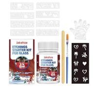 Set di stencil di Natale e pasta caustica per vetro, in vetro per decorare, stencil riutilizzabili in plastica, personalizza il tuo artigianato su superfici in vetro, specchi ecc
