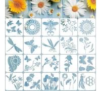 Set di Stencil Muro per mobili e pareti - Stencil di Pittura,Disegno Pittura Stencil Set, 20 pezzi riutilizzabili di stencil con animali, piante, musica, quattro stagioni e Natale
