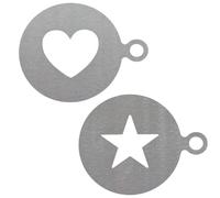 Set di stencil per caffè in acciaio inox, 12,7 cm, a forma di cuore e stella, per Latte Art, cappuccino, cupcake e cioccolata calda