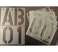Set di stencil per lettere maiuscole, numeri, simboli e segni 150 mm, set da 20 pezzi