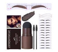 Set di stencil per sopracciglia, con 12 stencil per sopracciglia, 2 corde elastiche e 2 pennelli per sopracciglia, kit di timbri per sopracciglia, lunga durata (#3 marrone scuro)